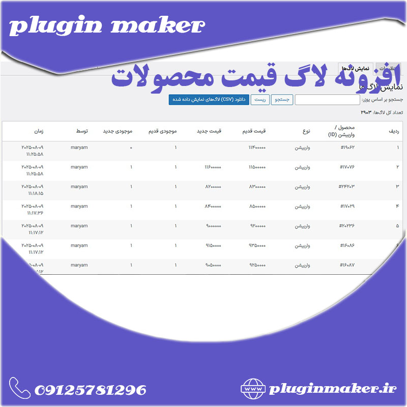 افزونه تغییرات قیمت محصولات